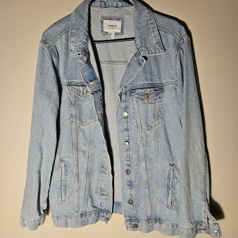 Forever 21 Los Angeles light wash denim jacket womens size s. - Picture 3 of 16